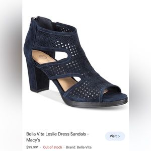 Bella Vita Suede Leather Leslie Perforated Gladiator Booties Navy Blue Size 10